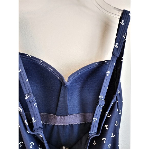 Nip Tuck Slimming Tummy Control Nautical Navy One Piece Swimsuit - Size 4 - Picture 7 of 15